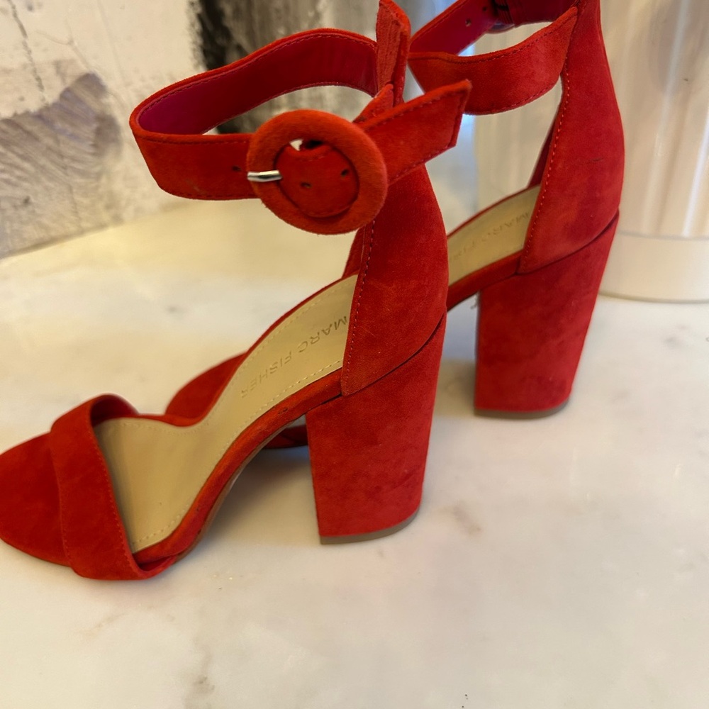 Marc Fisher Red Suede Heeled Sandals